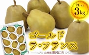令和8年産 希少な 金系 ゴールド ラ・フランス 3kg（ 8 - 11 玉 ）2Lサイズ以上 サイズおまかせ 山形県産 【2026年11月上旬頃から12月下旬頃発送予定】　015-B-OT003