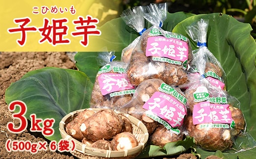 令和8年産 伝統野菜 里芋「子姫芋」3kg（500g×6袋）土付 山形県産 【2026年10月下旬頃から2027年1月頃発送予定】 012-B-BK004
