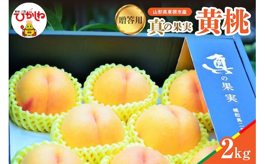【2026年産】真の果実 贈答用 黄桃2kg 松栗提供 山形県 東根市 hi062-060