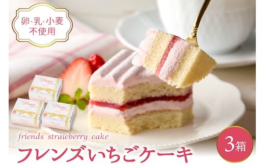 【期間限定】卵・乳・小麦不使用【フレンズいちごケーキ × 3箱】 山形県 東根市 日東ベスト 3箱 hi010-025