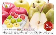【2026年産】サンふじ&シナノゴールド＆ラフランス 詰め合わせ 3kg 秀品 化粧箱入り 山形県 東根市 東根農産センター提供 hi027-212-r8