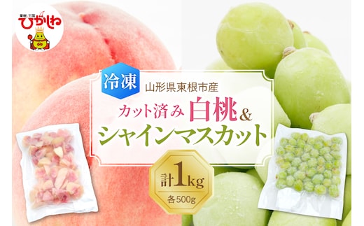 【瞬間冷凍】東根市産 カット済み 白桃＆シャインマスカット 各500g 東根農産センター提供 hi027-253