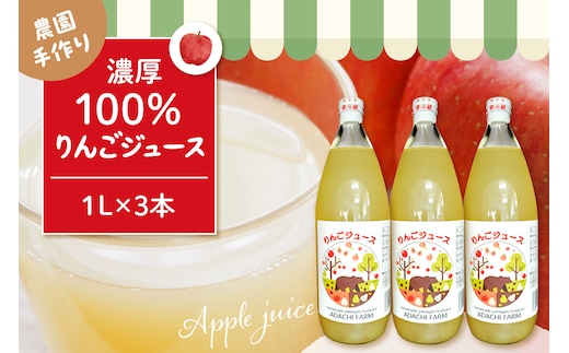 100％りんごジュース 1L 3本セット 山形県 東根市 hi037-006
