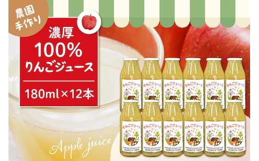 100％りんごジュース 180cc 12本セット 山形県 東根市 hi037-008