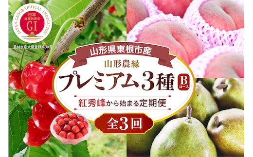 【2026年 3回定期便】山形農縁プレミアム3種B ～さくらんぼ紅秀峰から始まる～ 千笑花夢提供 山形県 東根市 hi082-065b