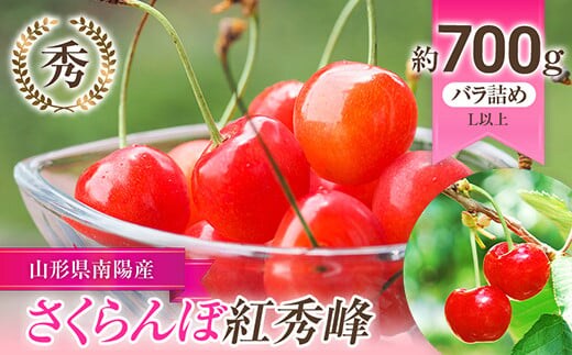 【令和8年産先行予約】 さくらんぼ 「紅秀峰」 約700g (秀 L以上) バラ詰め 《令和8年6月下旬～発送》 『生産者おまかせ』 サクランボ 果物 フルーツ 産地直送 山形県 南陽市 [890]
