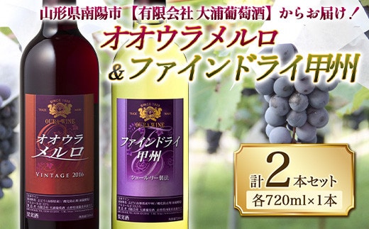大浦葡萄酒 オオウラメルロ ＆ ファインドライ甲州 (各720ml×1本) 『(有)大浦葡萄酒』 山形県 南陽市 [1079]