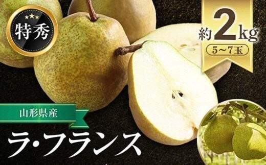 【令和8年産先行予約】 JA ラ・フランス 約2kg (5～7玉 特秀) 《令和8年11月上旬～12月上旬発送》 『JA山形おきたま』 洋梨 果物 フルーツ 山形県 南陽市 [1159-R8]