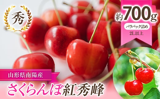 【令和9年産先行予約】 さくらんぼ 「紅秀峰」 約700g (秀 2L以上) バラパック詰め 《令和9年6月下旬～発送》 『生産者 佐藤 勇二』 サクランボ 果物 フルーツ 産地直送 [891]