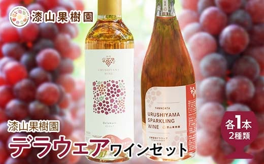 果樹園生まれの 漆山果樹園デラウェアワイン 「漆山ワイン (デラウェア) + 漆山スパークリングワイン (デラウェア)」 2種 各750ml 計2本セット 『漆山果樹園』 山形県 南陽市 [1524]