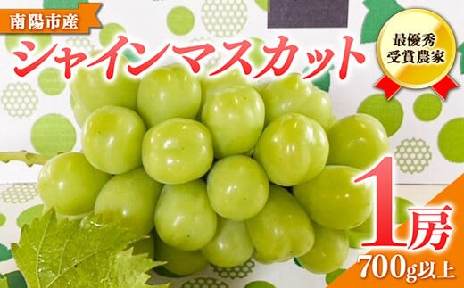 【令和8年産先行予約】 【山形県ぶどう品評会 最優秀賞受賞農家】 シャインマスカット 700g以上 (1房 秀以上) 《令和8年9月中旬～発送》 『青木農園』 山形県 南陽市 [634-R8]