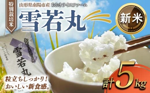 【令和7年産 新米 先行予約】 【金賞受賞農家】 特別栽培米 雪若丸 5kg 《令和7年11月上旬～発送》 『あおきライスファーム』 山形南陽産 精米 農家直送 山形県 南陽市 [1547-DR7]