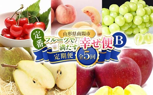 【令和8年産先行予約】 《定期便5回》 定番フルーツで満たす幸せ便B 『フードシステムズ』 さくらんぼ 桃 シャインマスカット ラ・フランス りんご 果物 フルーツ 山形県 南陽市 [2259-R8]