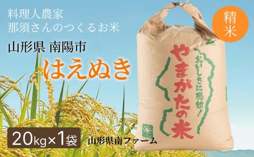 令和7年産 はえぬき (精米) 20kg×1袋 『山形県南ファーム』 米 白米 ご飯 農家直送 山形県 南陽市 [2565]