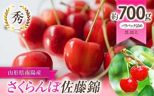 【令和9年産先行予約】 さくらんぼ 「佐藤錦」 約700g (秀 2L以上) バラパック詰め 《令和9年6月上旬～発送》 『生産者 佐藤 勇二』 サクランボ 果物 フルーツ 産地直送 [1957]