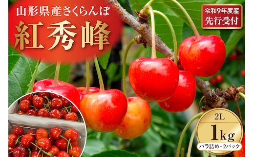 【令和9年産】さくらんぼ「紅秀峰」1kg(500gバラ詰めx2パック) 秀以上 2Lサイズ 山形県河北町産【晴天畑】ka073-014 
