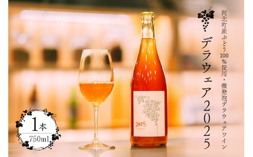【河北町産ぶどう100％使用・微発泡デラウェアワイン】Delaware 2025（750ml×1本）【かほくらし社】 ワイン デラウェア 贈答 100％ ナチュラルワイン ka019-012j001-2025