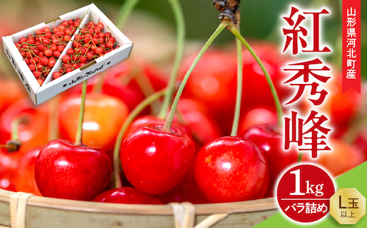 【令和9年産】さくらんぼ 紅秀峰 1kg バラ詰め L玉以上 ギフト箱入 秀品 山形県産【山形eLab】 ka074-057