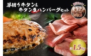 味付き厚切り牛タン3種食べ比べ約300ｇと山形牛入り牛タン生ハンバーグ約1200g（約120ｇ×10個）食べ比べセット！
