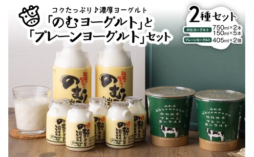 のむヨーグルトとプレーンヨーグルトセット（750ml×2本、150ml×5本、405g×2個）