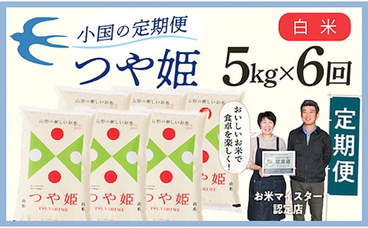 【定期便】【白米】 令和8年産予約 山形県産 つや姫 5kg × 6回配送