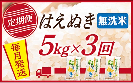 【定期便】【無洗米】 令和8年産予約 山形県産 はえぬき 5kg (5kg×1) 3回配送