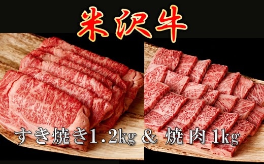 【先行予約】【期間限定】【配送時期確約】米沢牛 ごちそうパックA すき焼き用1.2kg(400g×3ﾊﾟｯｸ）＆ 焼肉用1kg(500g×2パック) お届けの時期が選べます！お盆やシルバーウィークに！