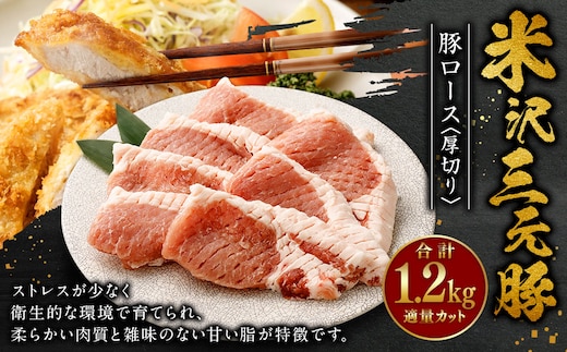 米沢三元豚 豚ロース＜厚切り＞ 1.2kg 豚肉 ブランド肉