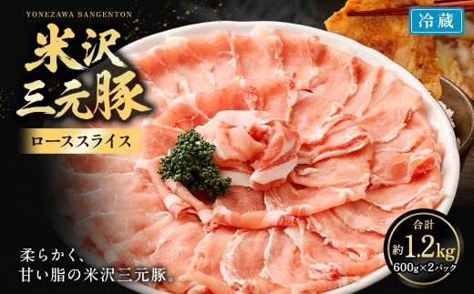 【指定日必須】米沢三元豚 ローススライス 1.2kg (600g×2P) 豚肉 ブランド肉 お肉