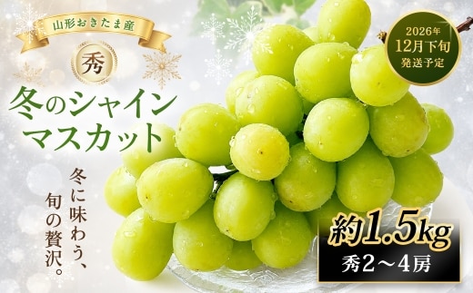 山形おきたま産 冬のシャインマスカット 秀2~4房(約1.5kg) 山形県産 フルーツ 果物 ブドウ ぶどう 葡萄 【2026年12月下旬順次発送予定】
