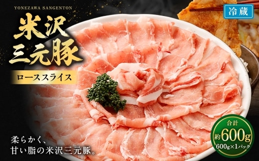 【指定日必須】 米沢三元豚 ロース (スライス) 約600g 豚肉 ブランド肉 肩ロース
