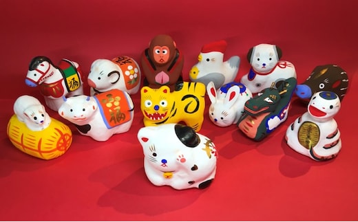 【伝統工芸品】ミニチュアサイズ 干支 12干支セット［大］13体 人形 民芸品 伝統技術 キャラクター ミニチュアサイズ干支 