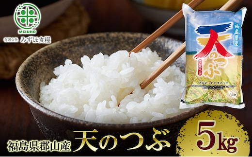 令和7年産 福島県郡山産 天のつぶ 5kg 精米 米 お米 白米 単一原料米 5キロ こめ コメ おこめ ご飯 ライス 福島県 郡山市産