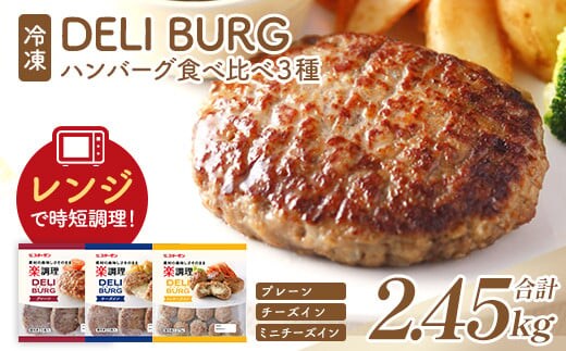 ハンバーグ食べ比べ 3種セット（計2.45kg）【07214-0317】