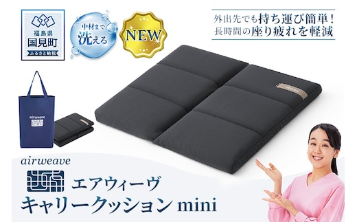 エアウィーヴ キャリークッションmini | airweave おすすめ エアウィーブ air weave 洗える 洗濯 クッション 座布団 椅子 持ち運び ベルト付き