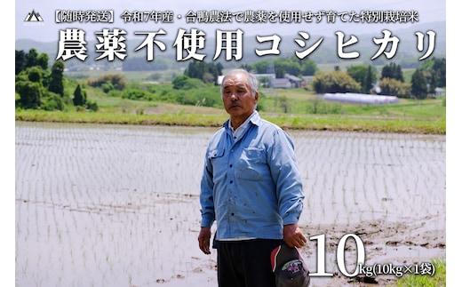 【令和7年産・新米】農薬不使用 コシヒカリ米 合鴨農法 10kg(特別栽培米、旧名：会津磐梯山宝米） 