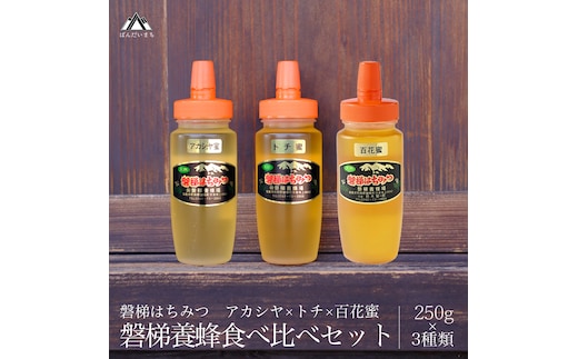 磐梯養蜂食べ比べセット 250g×3種類 はちみつ アカシヤ トチ 百花蜜 