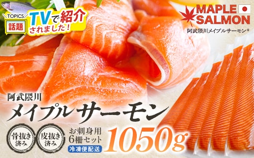 ＼★TVで紹介されました！／ 阿武隈川メイプルサーモンお刺身用柵セット 6柵セット(1050g) 【07461-0264】サーモン メイプルサーモン 鮭 国産 刺身 生食用 魚介類 海鮮 養殖 冷凍 骨抜き 皮引き 簡単 林養魚場 西郷村