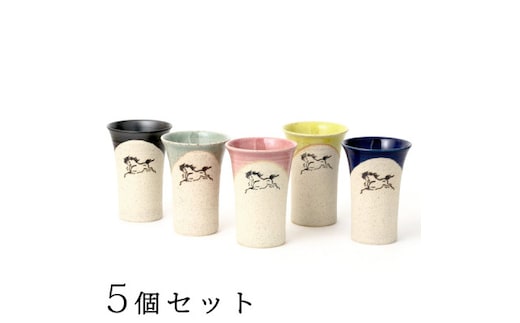 大堀相馬焼松永窯中タンブラー5色セット【07461-0102】