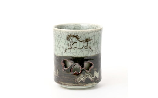 大堀相馬焼 松永窯 二重湯呑み(2.2寸)【07461-0106】