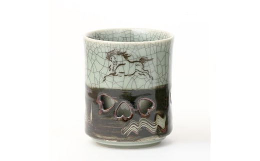 大堀相馬焼 松永窯 二重湯呑み(2.4寸)【07461-0107】