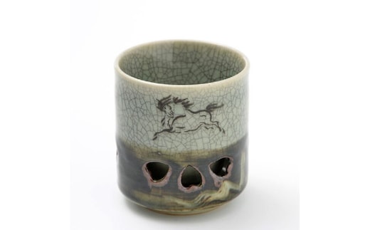 大堀相馬焼 松永窯 二重湯呑み(2.6寸)【07461-0108】