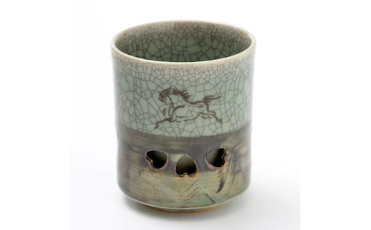 大堀相馬焼 松永窯 二重湯呑み(2.8寸)【07461-0109】