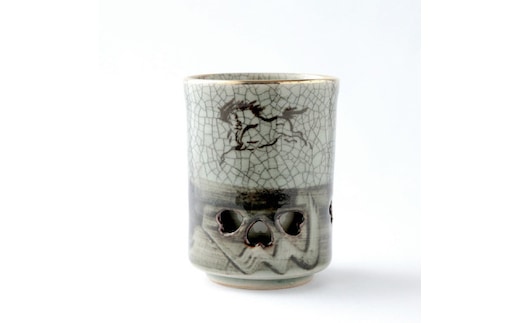 大堀相馬焼 松永窯 縁金付 二重湯呑み【07461-0112】