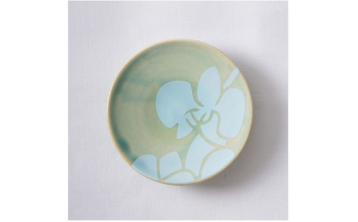 大堀相馬焼 ふくしま焼き物旅マップ 豆皿＜胡蝶蘭-葛尾村＞【07461-0156】
