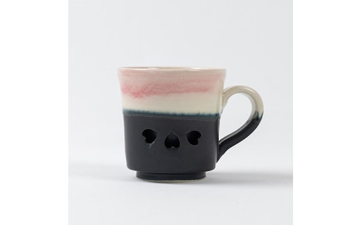 大堀相馬焼 松永窯 二重コーヒーマグ(ピンク)【07461-0179】