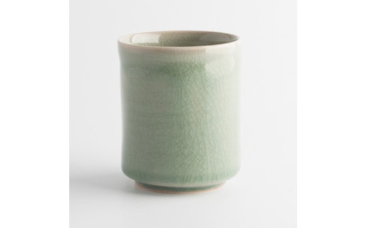 大堀相馬焼 二重湯呑み 無地(緑)【07461-0183-1】