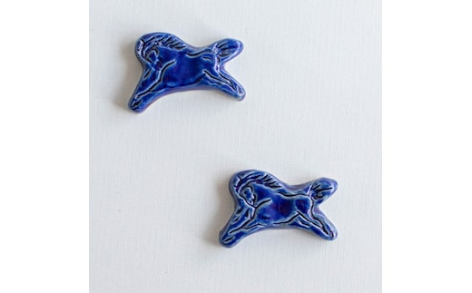 大堀相馬焼 松永窯 馬の箸置き 2個セット(コバルトブルー)【07461-0188-3】