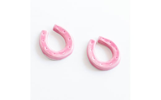 大堀相馬焼 松永窯 馬蹄箸置き 2個セット(ピンク)【07461-0189-2】