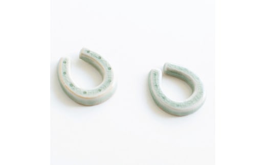 大堀相馬焼 松永窯 馬蹄箸置き 2個セット(グリーン)【07461-0189-4】